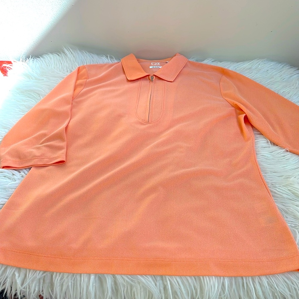 Cutter and Buck dry tech three-quarter sleeve zip closure size large polo